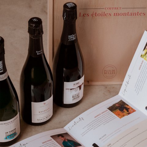 Champagne Plus de Bulles - Coffret Les Etoiles Montantes (6e édition) - Caisse bois