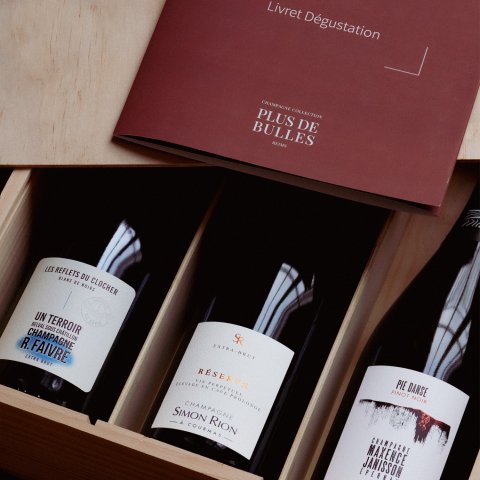 Champagne Plus de Bulles - Coffret Les Etoiles Montantes (6e édition) - Caisse bois