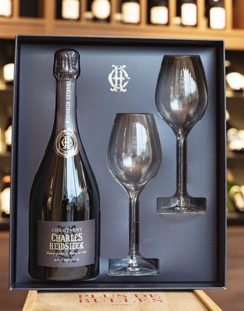 Champagne Charles Heidsieck - Coffret Dandy - Bottiglia 75 cl - Cofanetto + calici