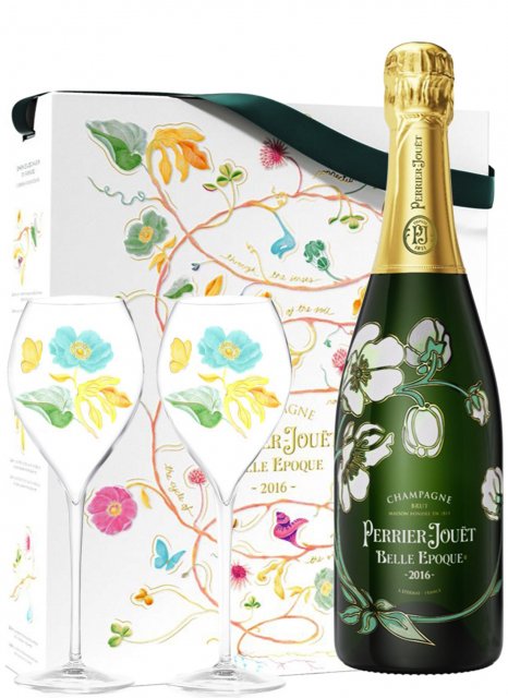 Champagne Perrier-Jouët - Coffret Belle Epoque 2016 + 2 flûtes (éd. Marcin Rusak) - Flasche 75 cl - Flasche + Flöten