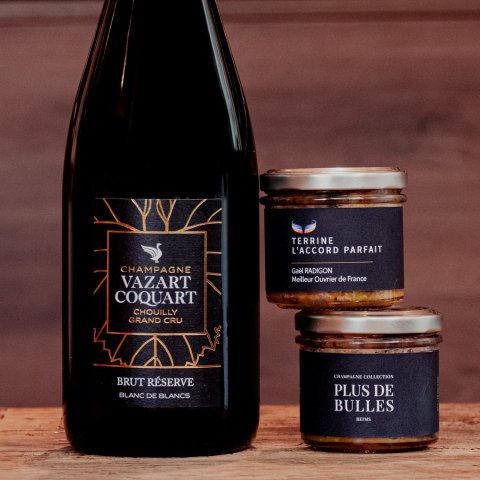 Champagne Plus de Bulles - Coffret L'Accord Parfait (6e édition) - Bouteille 75CL - Caisse bois