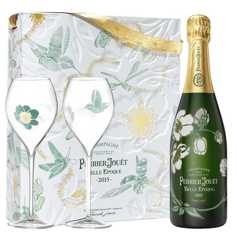 Champagne PerrierJouët Belle Epoque 2015 + 2 flûtes éd. Fernando