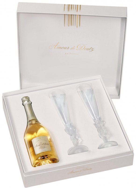 Champagne Deutz - Amour de Deutz 2009 - Bouteille 75CL - bouteille + flûtes