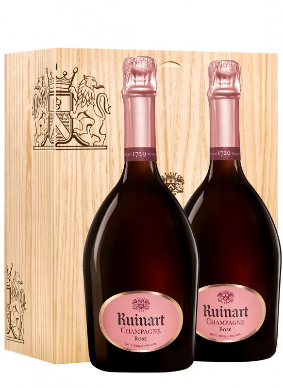 Champagne Ruinart - Coffret Duo Rosé - Garrafa 75 cl - Caixa de madeira Champagne Ruinart - Coffret Duo Rosé - Garrafa 75 cl - Caixa de madeira