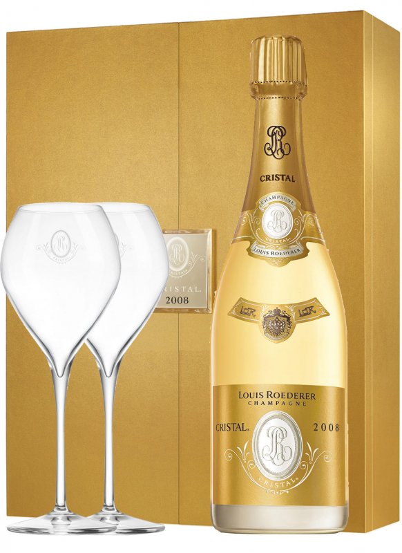 Champagne Louis Roederer - Cristal 2008 - Bouteille 75CL - bouteille + flûtes Champagne Louis Roederer - Cristal 2008 - Bouteille 75CL - bouteille + flûtes