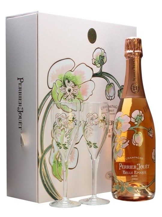 Champagne PerrierJouët Belle Epoque Rosé 2004 + 2 flûtes Bottiglia