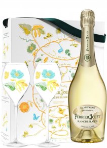 Champagne Perrier-Jouët - Coffret Blanc de Blancs + 2 flûtes (éd. Marcin Rusak) - Flasche 75 cl - Flasche + Flöten